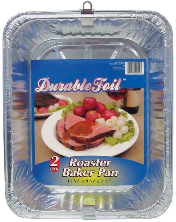 Durable Foil D42020 Durable Foil Roaster Baker Pan, 11-3/4" x 9-1/4" x 2-1/2", 2/Pack