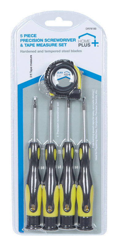 Home Plus DR78100 Precision Screwdriver Set with Tape Measure, 5 Piece