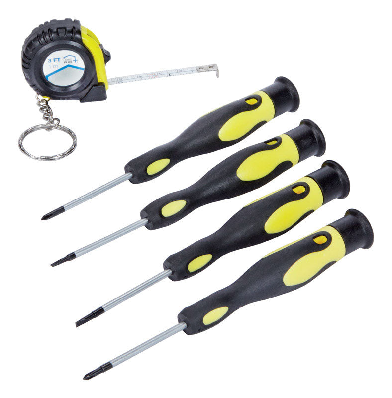 Home Plus DR78100 Precision Screwdriver Set with Tape Measure, 5 Piece