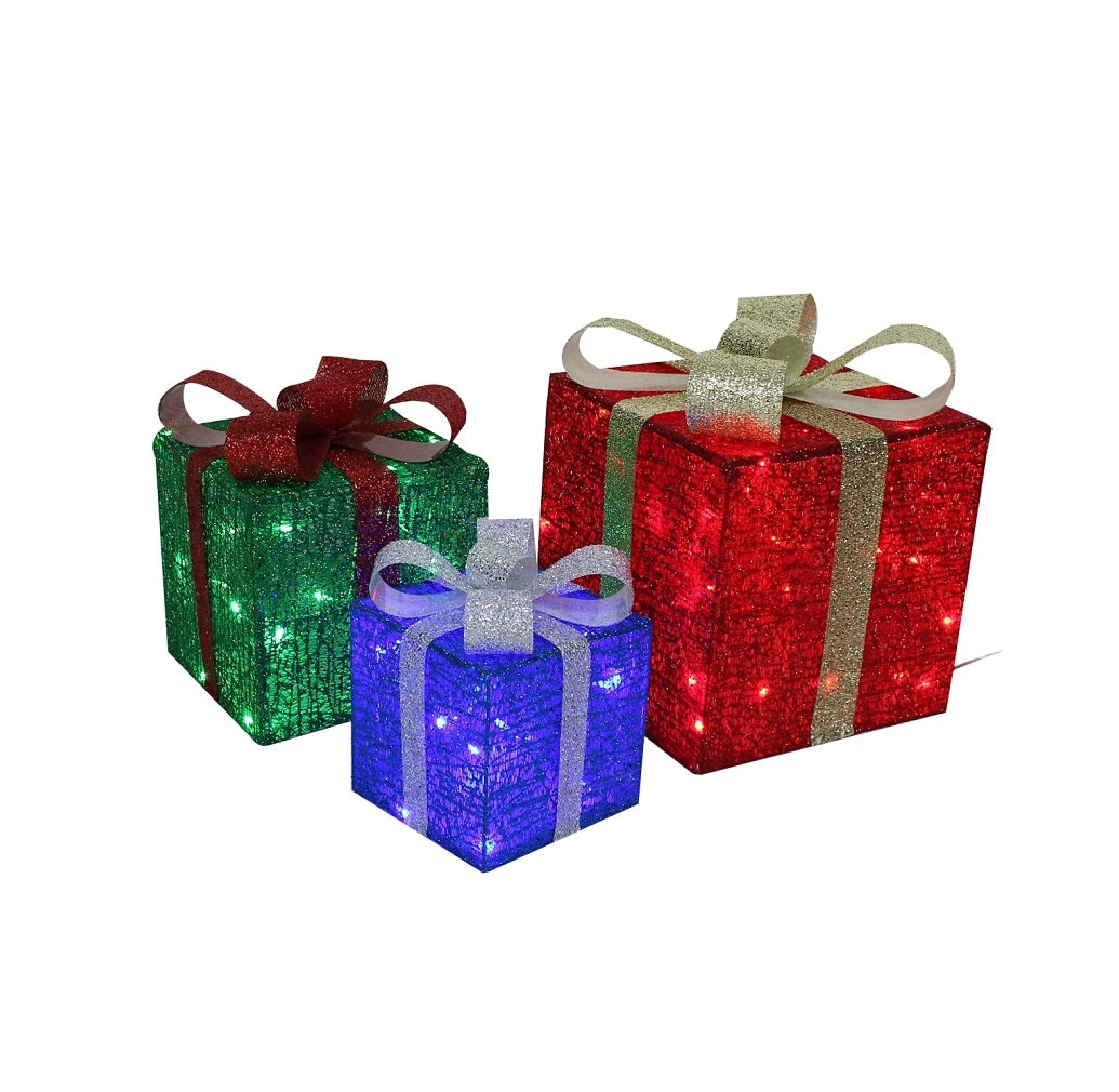 Hometown Holidays 56703 Pre-Lit 3D Gift Box, Multi-Color