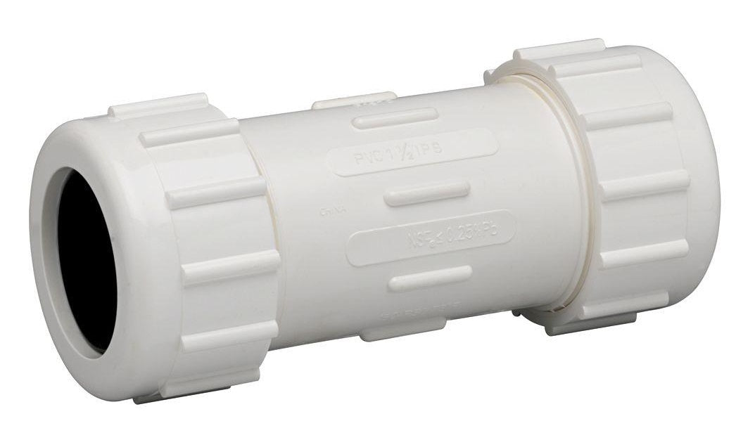 Homewerks Worldwide 511-43-112-112B Compression Coupling, White, PVC,1-1/2"