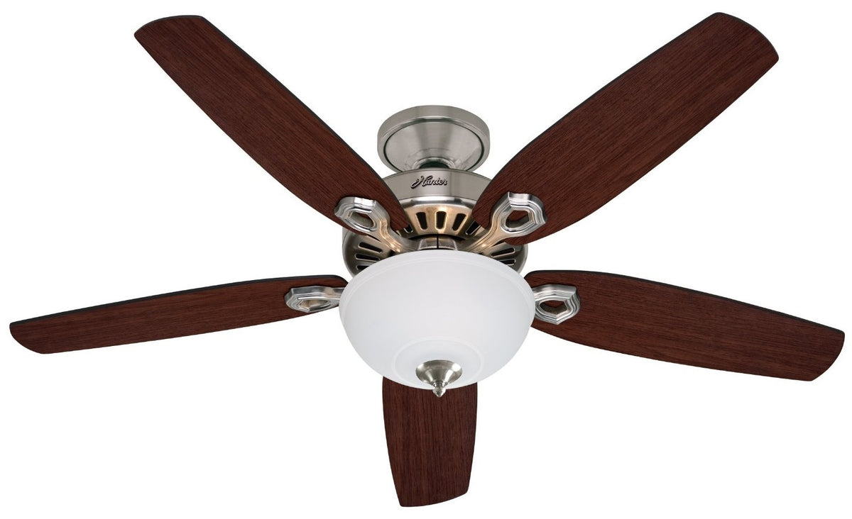 Hunter 53090 Builder Deluxe Ceiling Fan, Brushed Nickel, 52"