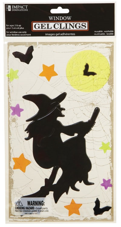 Impact Innovation 82344D Halloween Gel Clings Ghost, Black, 6" x 12"