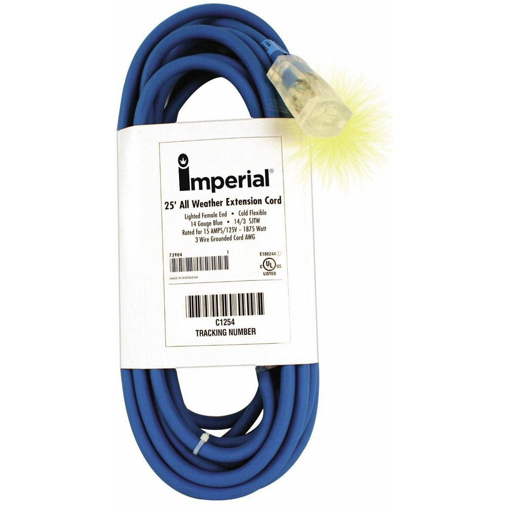 Imperial 73907 Heavy-Duty All-Weather Extension Cord, 50 Feet, Blue