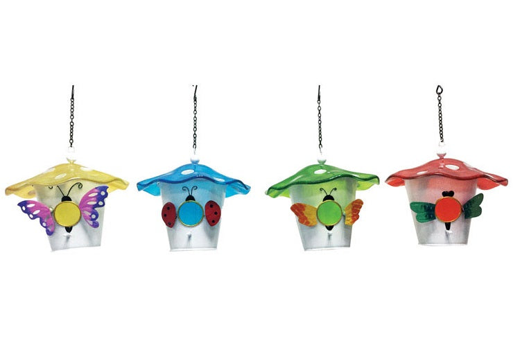 Infinity XDQ10645 Metal/Glass Bird House, 15" H x 7-3/4" W x 7-3/4" D