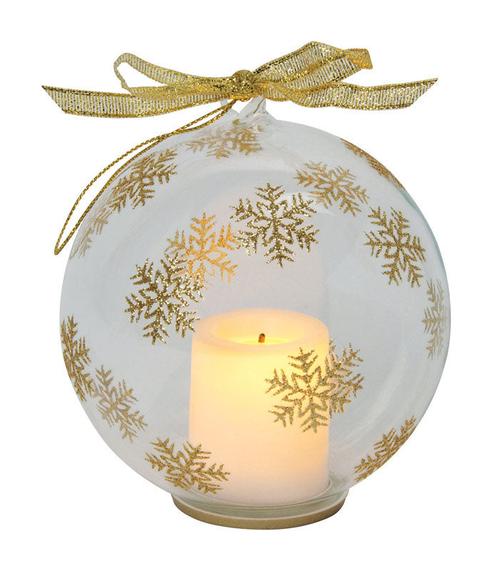 Inglow CGT10190GD Clear Glass Ornament Votive Candle With Timer, 4"