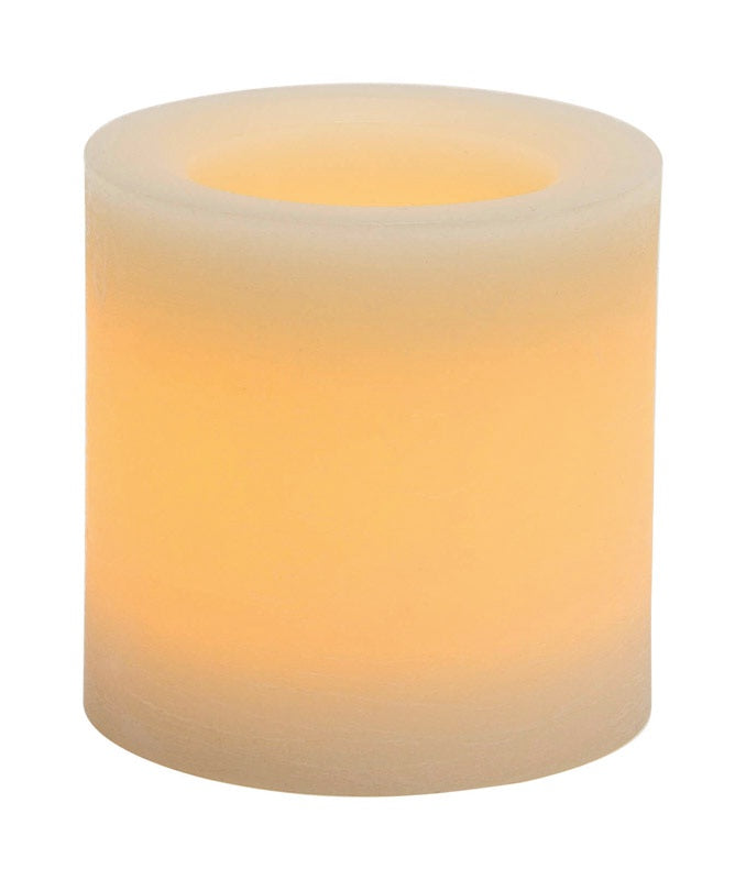 Inglow CGT42164CR01 Flameless Round Pillar Candle, 4" x 4", Cream