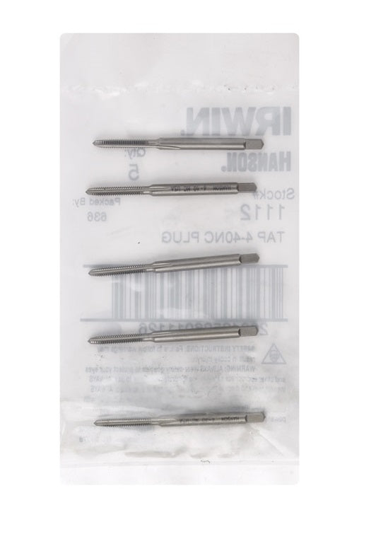 Irwin 1112ZR Hanson SAE Plug Taps, High Carbon Steel, 4-40Nc