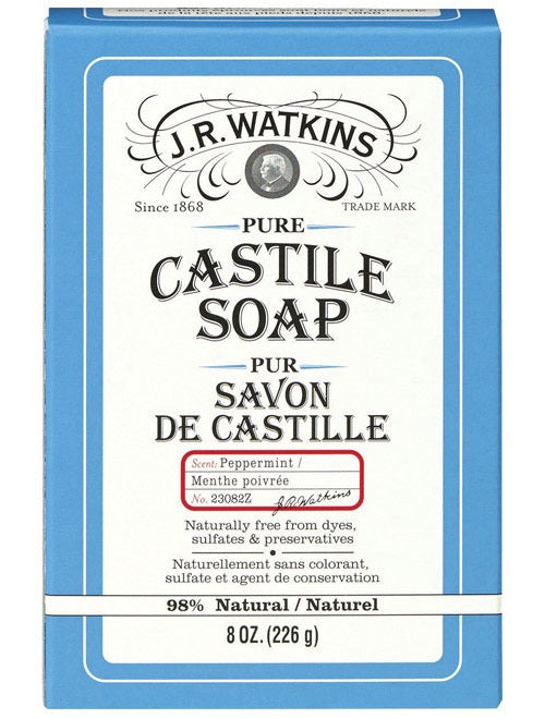 J.R. Watkins 23082 Pure Castile Bar Soap, 8 Oz, Peppermint Scent