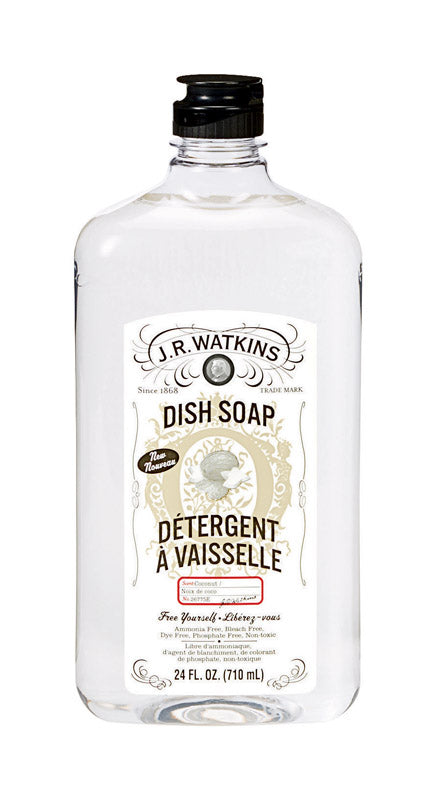 J.R. Watkins 26775 Liquid Dish Soap, 24 Oz, Coconut Scent