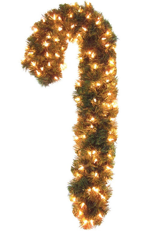 J & J Seasonal CCD-8P16-30 Christmas Candy Cane Prelit Wreath, 30"