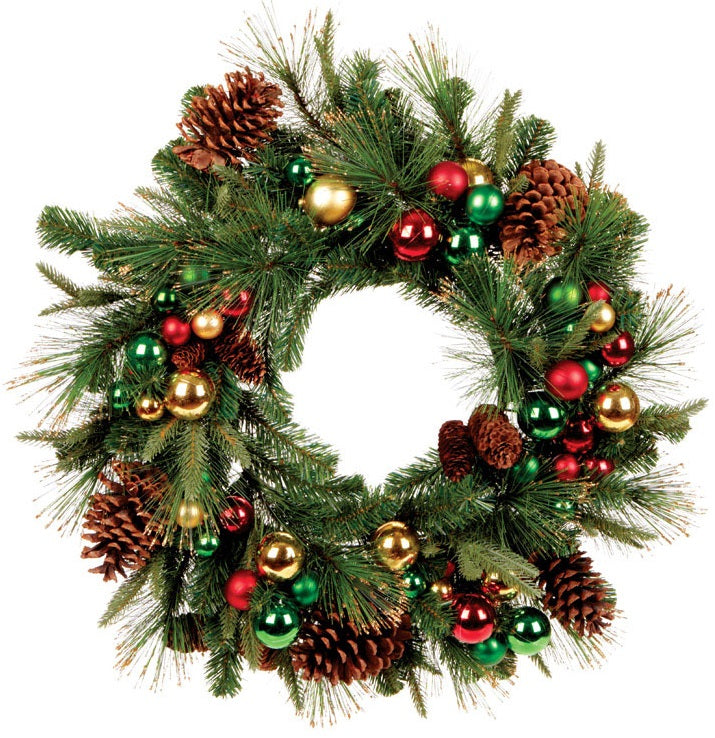 J & J Seasonal ORHM-406-30 Unlit Decorative Wreath, 30"