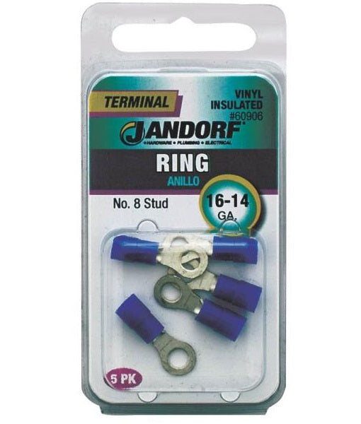 Jandorf 60906 Vinyl Insulated Terminal Ring, 16-14 AWG