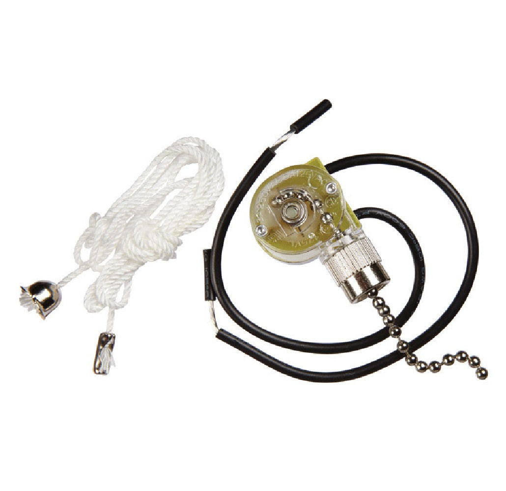 Jandorf 61208 Single Pole Pull Chain Appliance Switch, Brass, 6 Amps