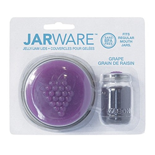 Jarware 82630 Grape Jelly/Jam Decorative Jar Lid, Regular Mouth, 4/Pack