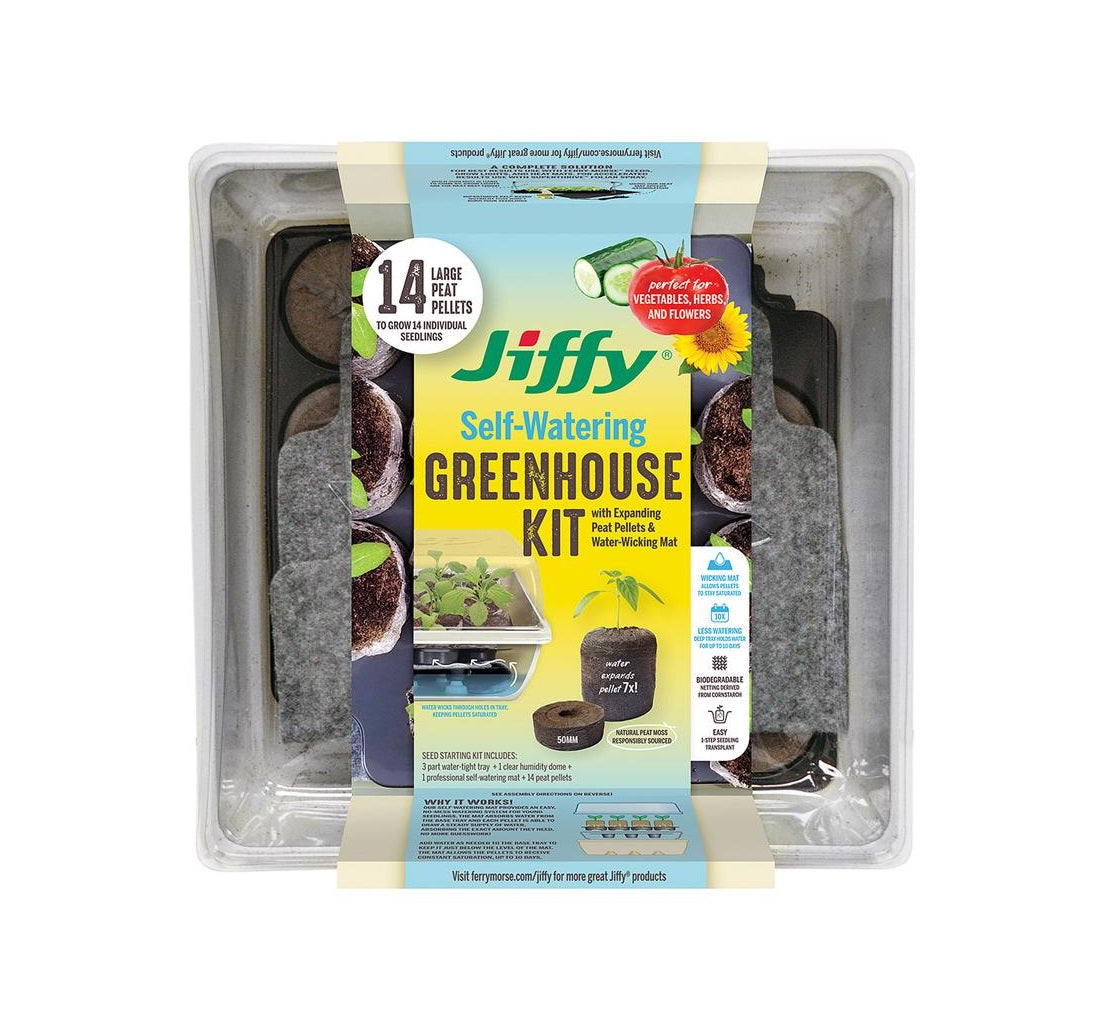 Jiffy T14HG Self-Watering Peat Pellet Greenhouse, Silver, 14 Cells