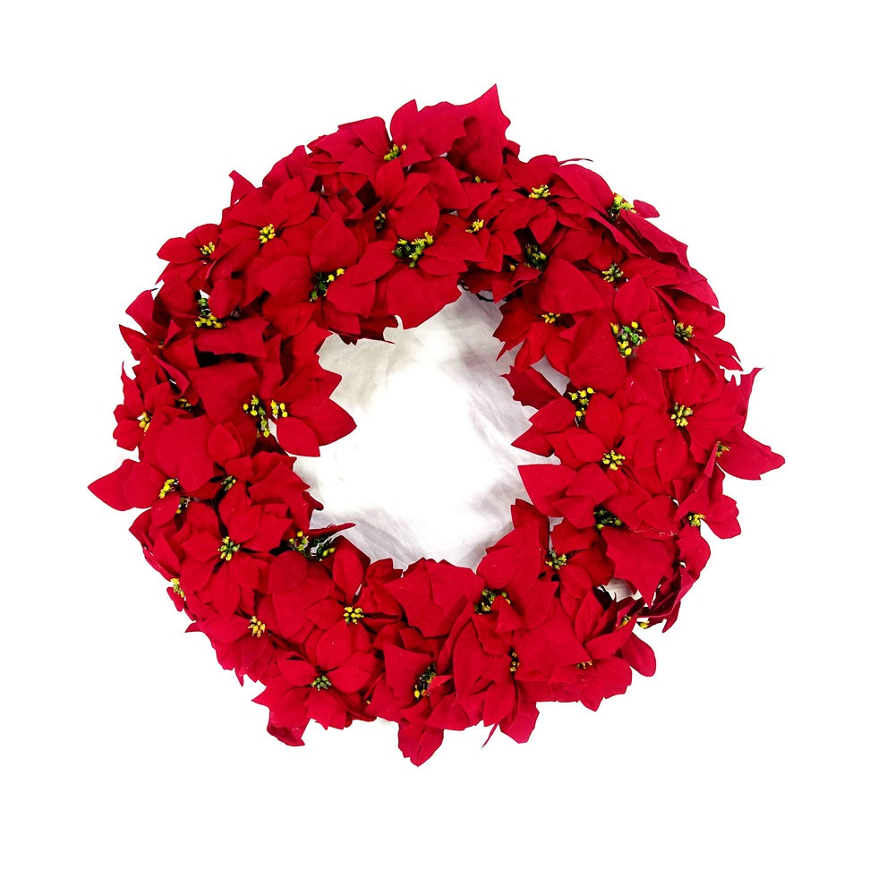 Celebrations B-21035F Poinsettia Wreath Indoor Christmas Decor, Red