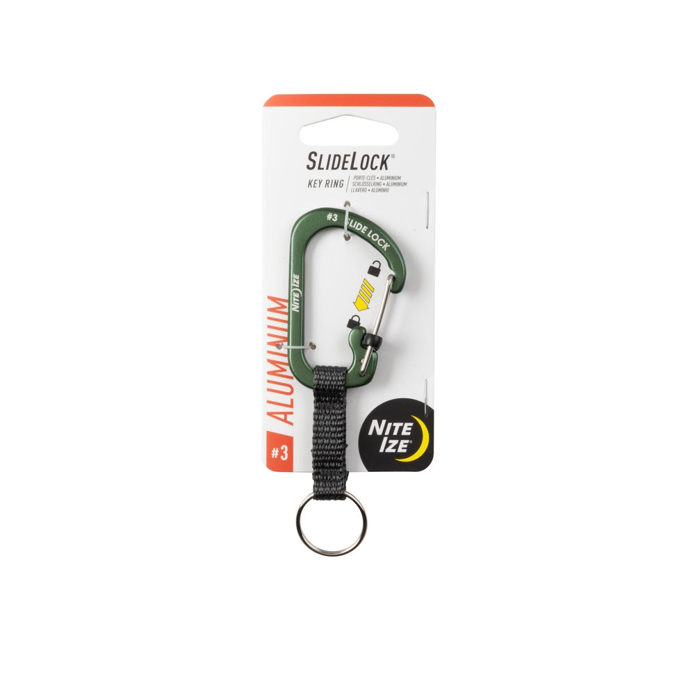 Nite Ize CSLAW3-08-R6 Carabiner Key Ring, Olive, Aluminum