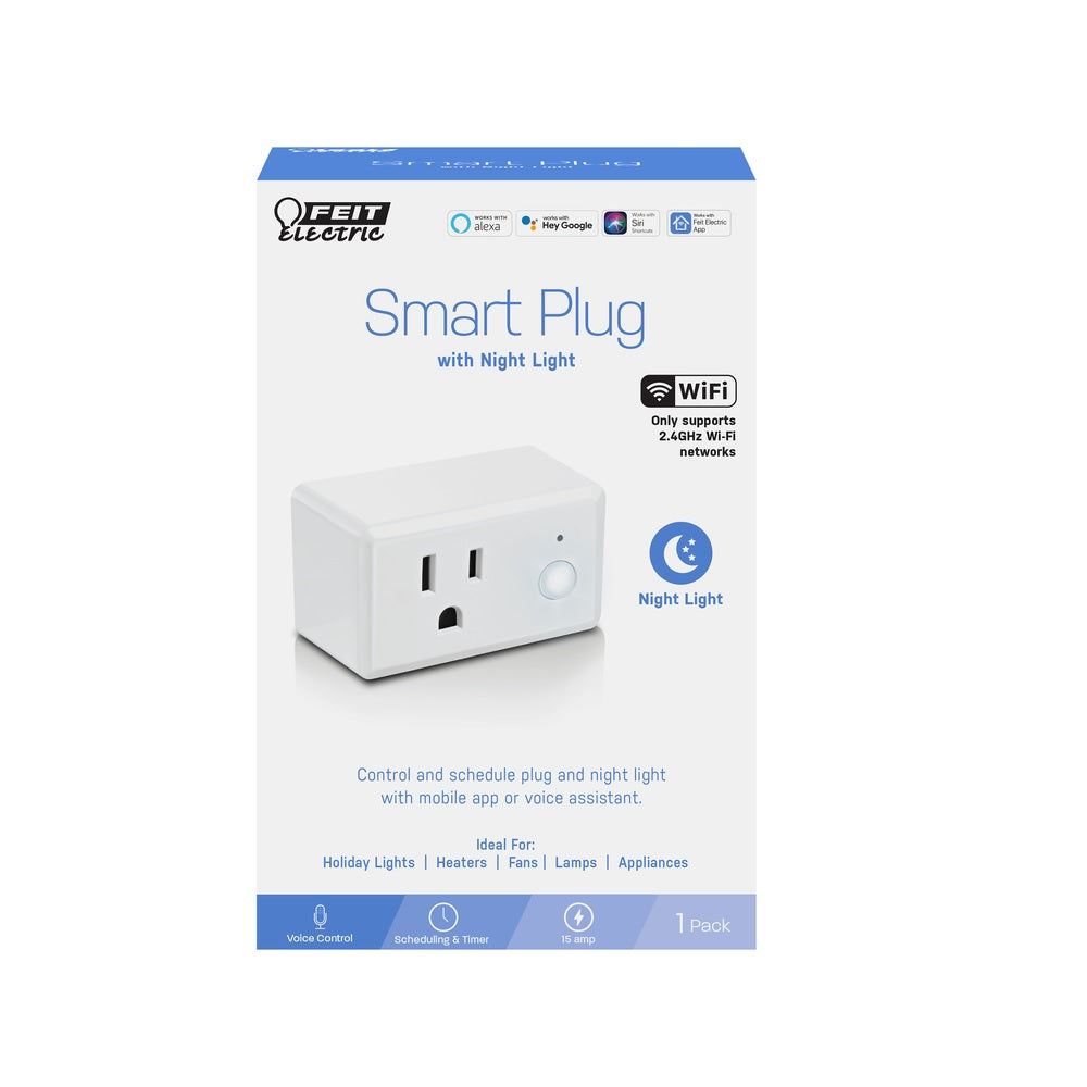 Feit Electric PLUG/NL/WIFI Smart Plug with Night Light, White
