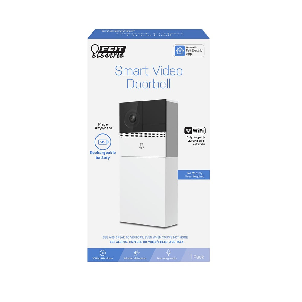 Feit Electric CAM/DOORWIFIBAT Wireless Smart Video Doorbell, Plastic