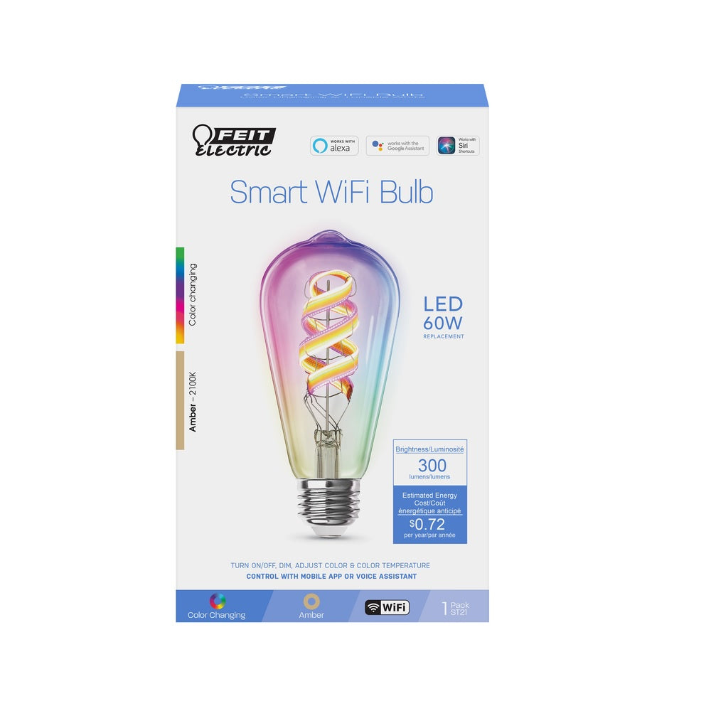 Feit Electric ST2160RGBWIFIAG ST21 LED Smart Bulb, 60 Watt