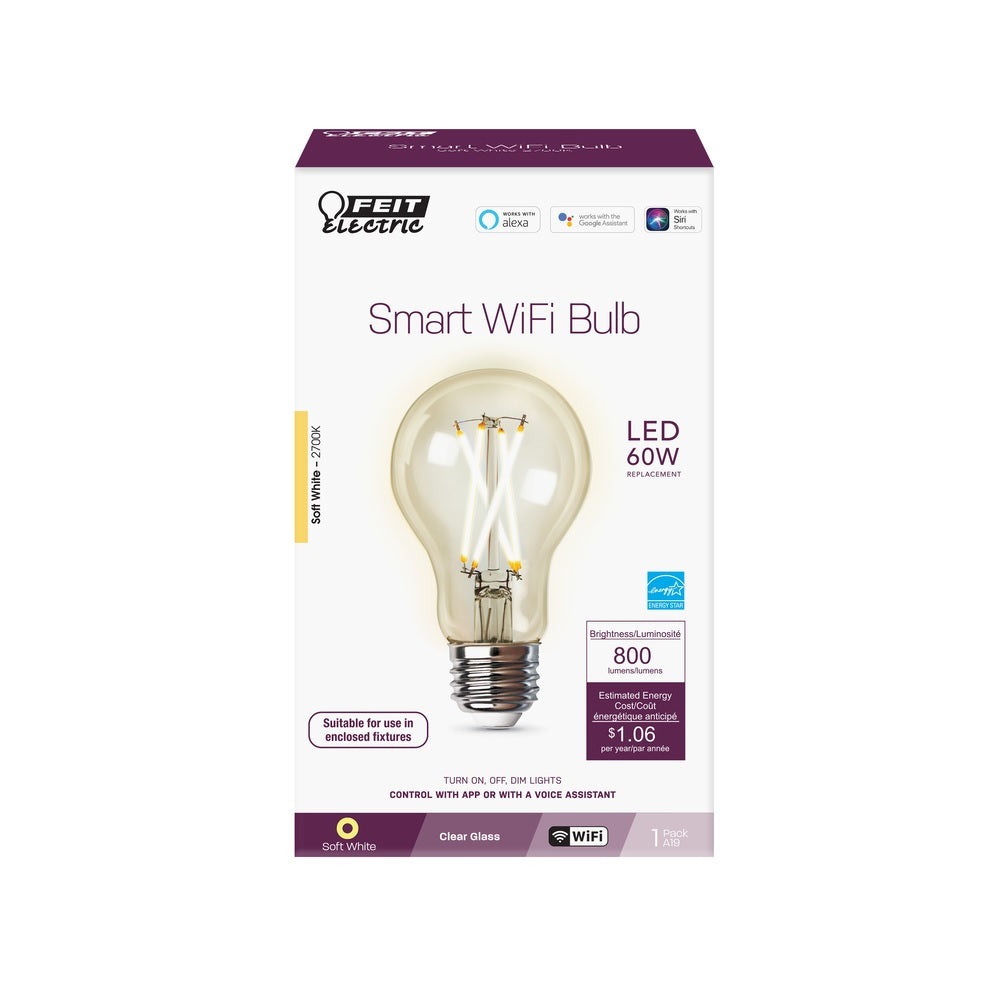 Feit Electric A1960CL927CAFAG A19 LED Smart Bulb, 60 Watt