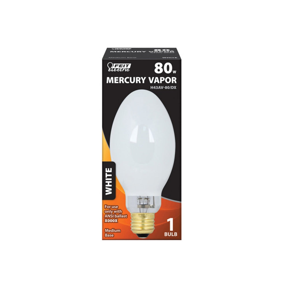 Feit Electric H43AV-80/DX ED17 Mercury Vapor HID Bulb, White, 80 watt