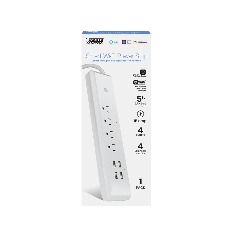Feit Electric POWERSTRIP/WIFI Wi-Fi Power Strip with USB, White