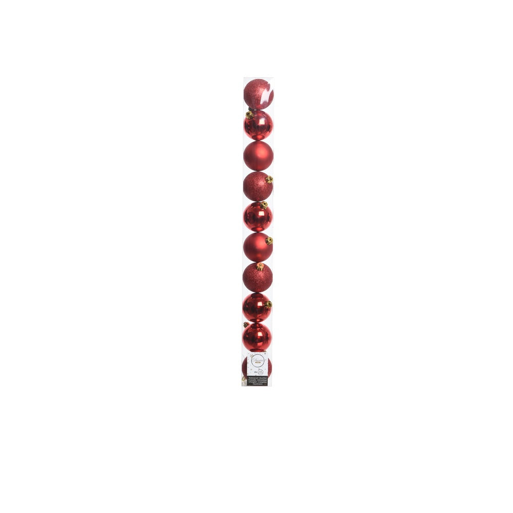 Decoris 20172 Shatterproof Baubles Ornament, Red