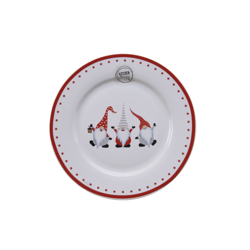 Kitchengoods 607784 Gnome Plate, 8", Red/White