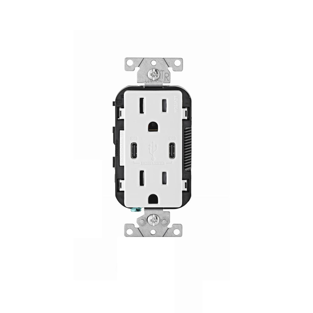 Leviton R02-T5635-0BW Duplex Outlet and USB Charger, White