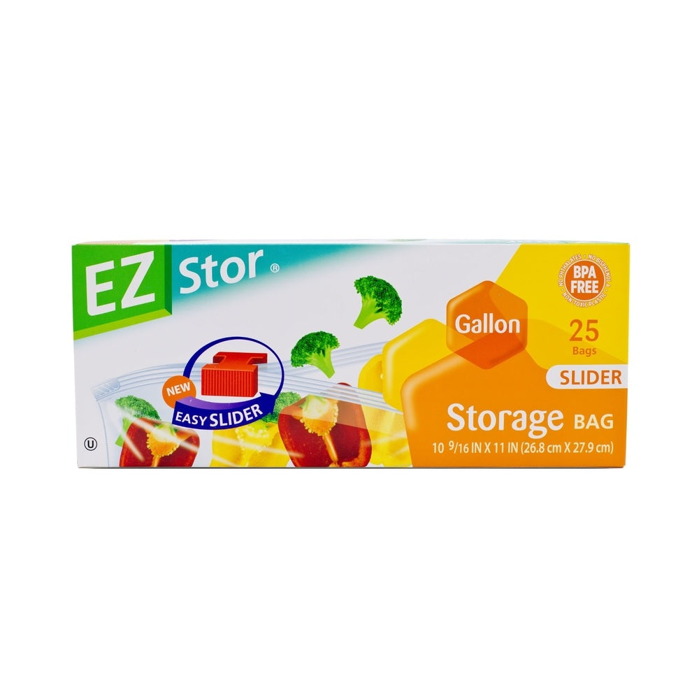 EZ-Stor 074027735184 Slider Zipper Storage Bag, Clear, 25 pk