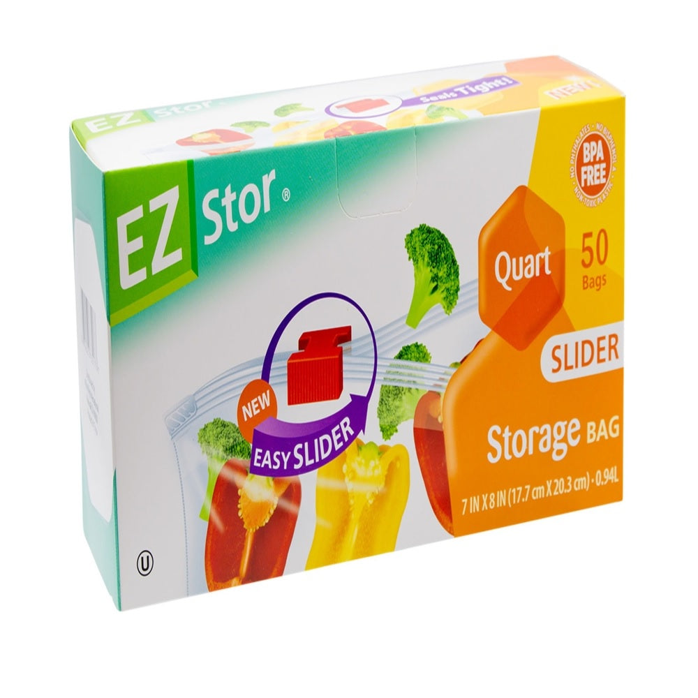 EZ-Stor 074027735177 Slider Zipper Storage Bag, Clear, 50 pk