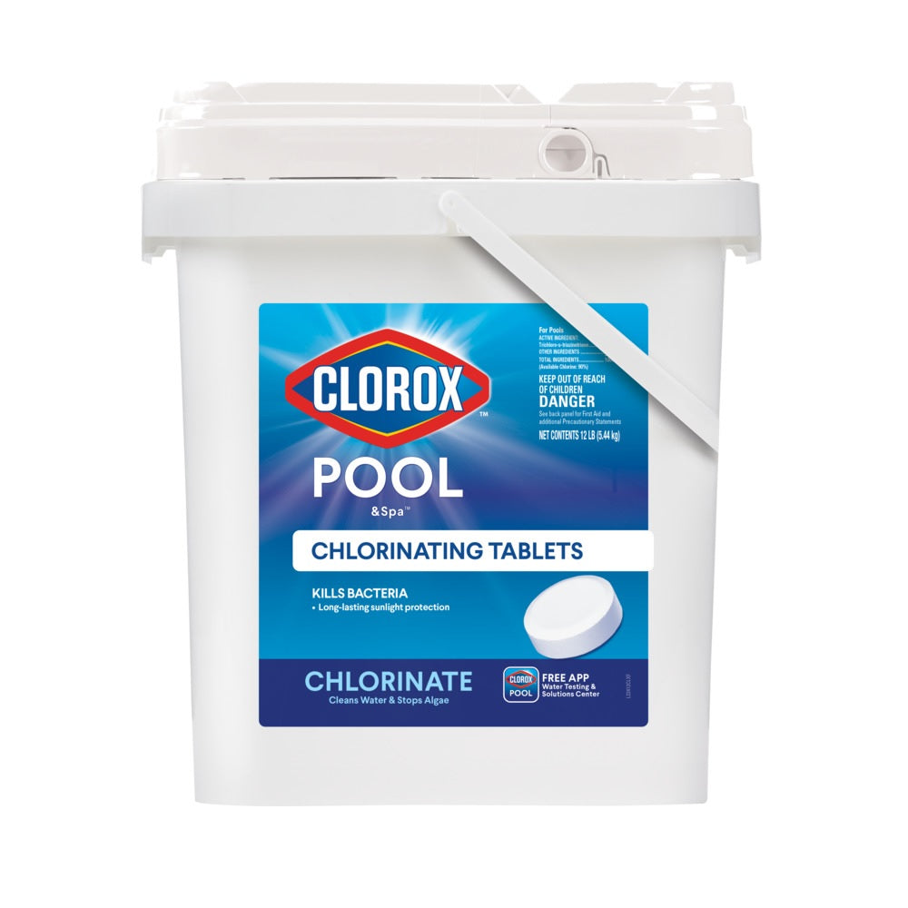 Clorox 22412CLXW Pool & Spa Chlorinating Tablet, White, 12 lb