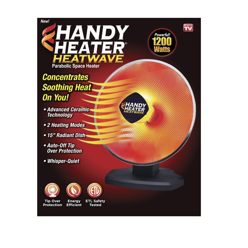 Handy Heater HEATP-MC1 Parabolic Space Heater, Black/Red