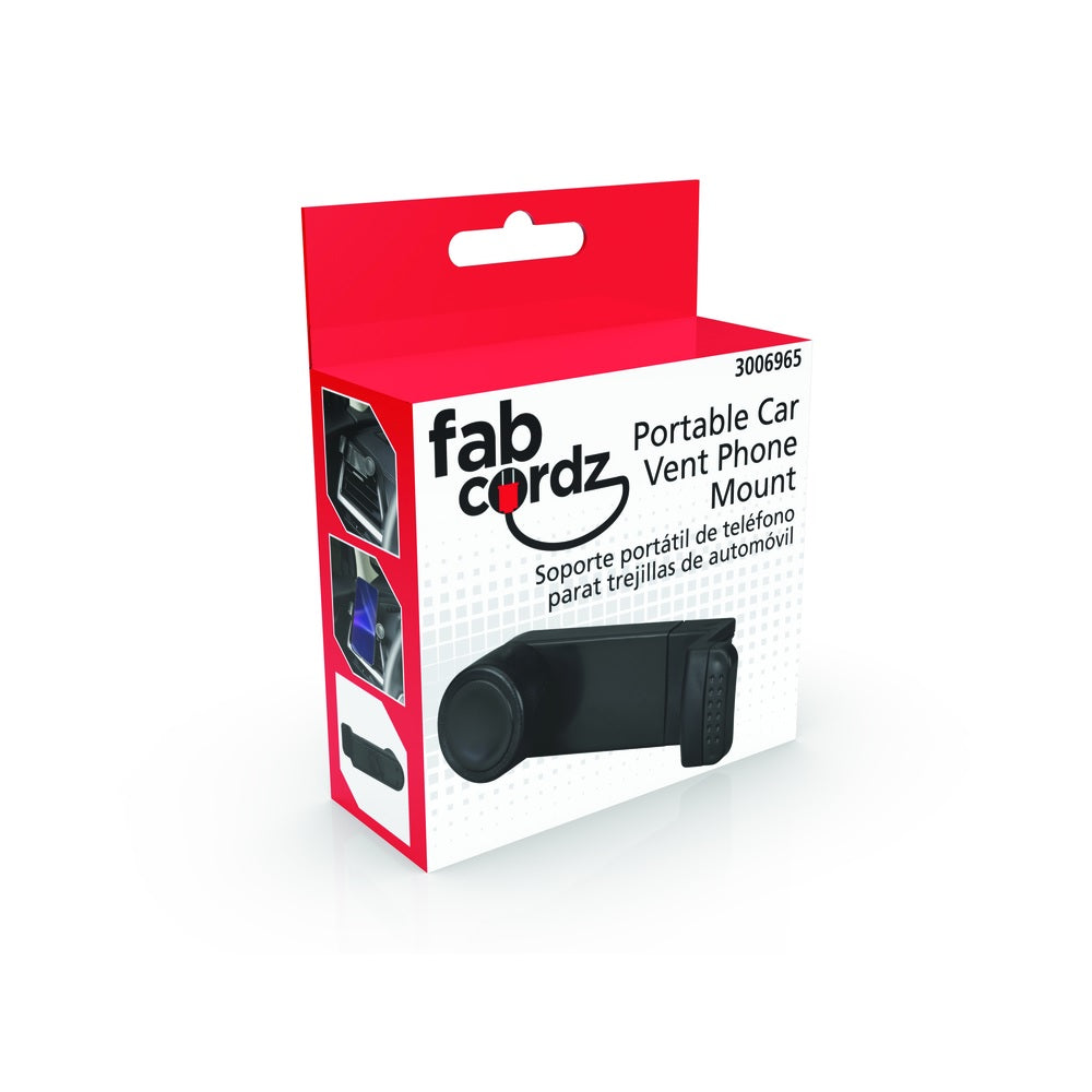 Fabcordz FAB-1025 Vent Cell Phone Car Vent Mount, Black