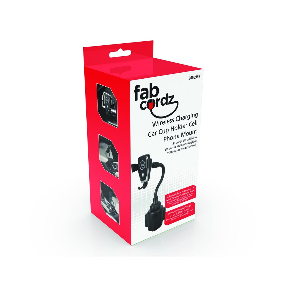 Fabcordz FAB-1027 Cup Holder Cell Phone Car Mount, Black