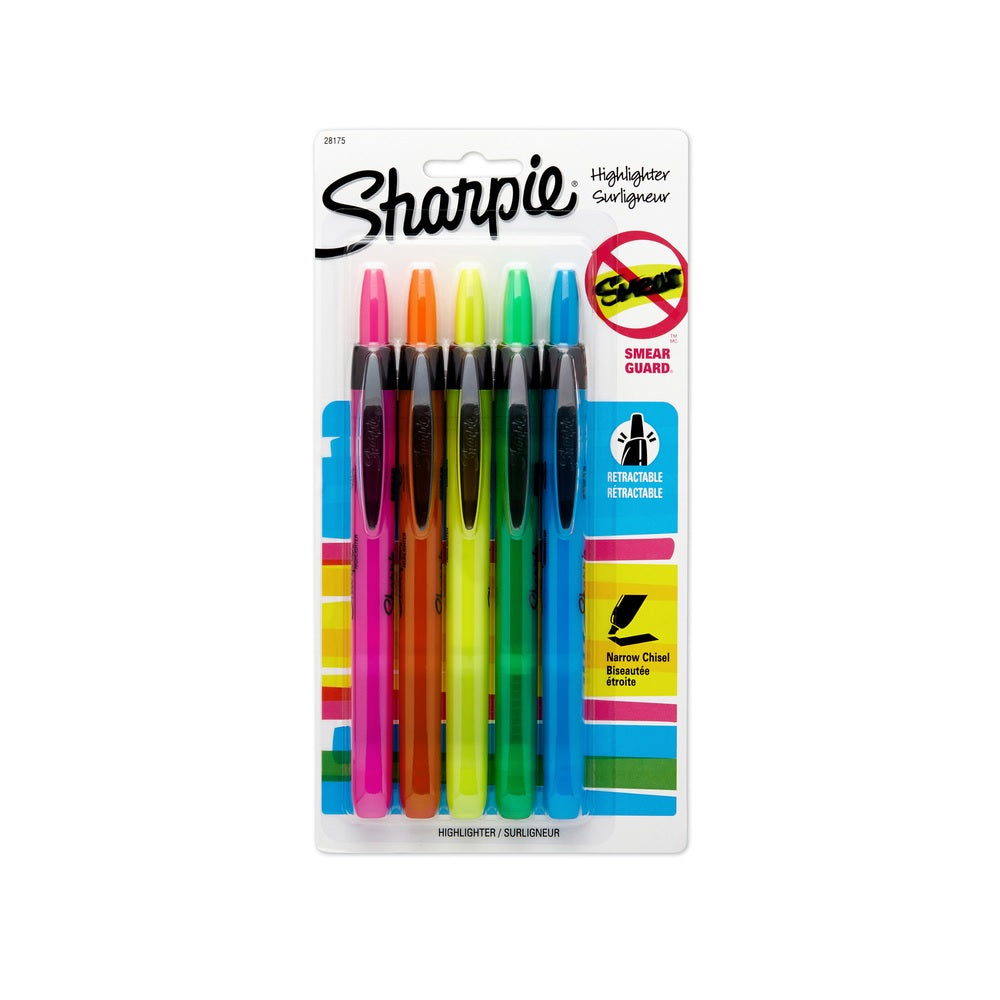 Sharpie 28175PP Retractable Pen, Assorted, 5 pk