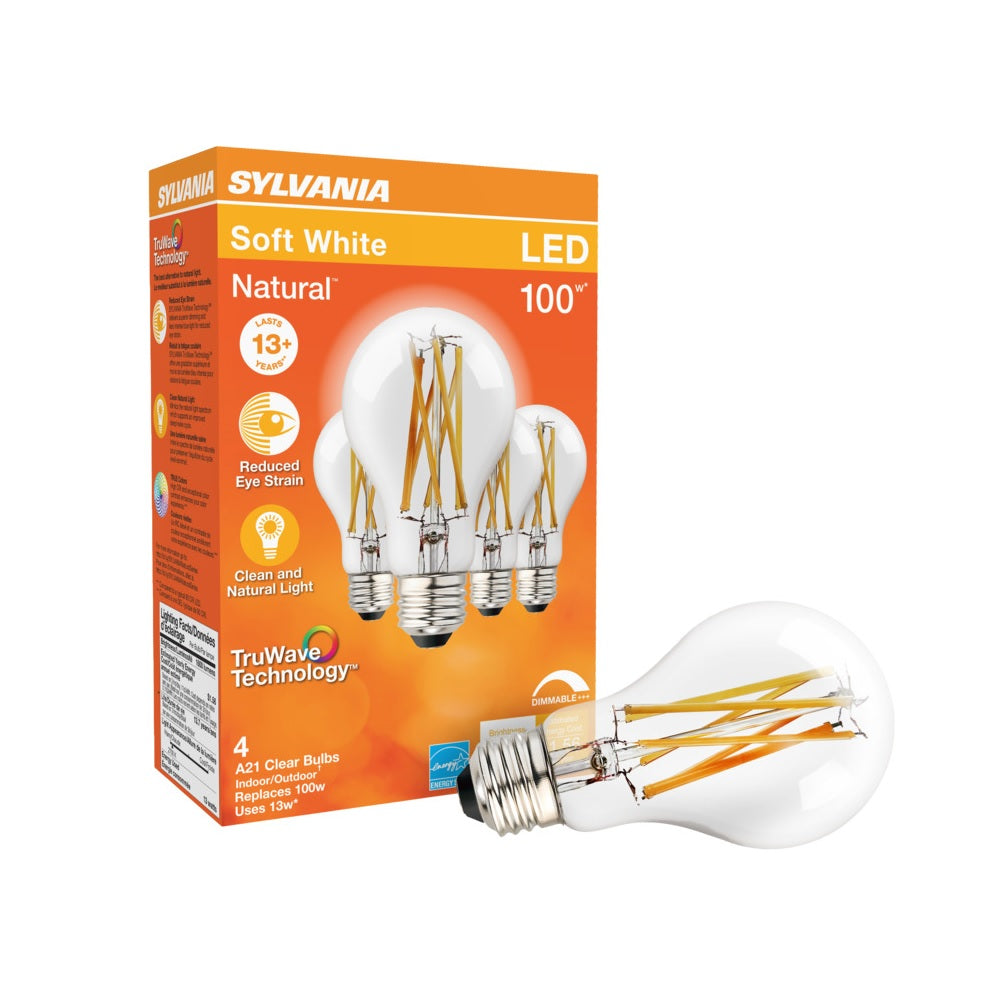 Sylvania 40689 A21 Natural LED Bulb, Soft White, Clear