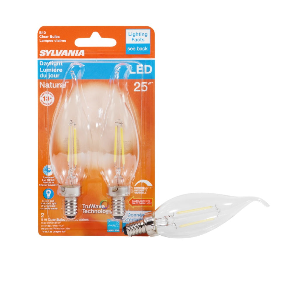 Sylvania 40855 LED B10 Bulb, Clear, 2.5 Wattage