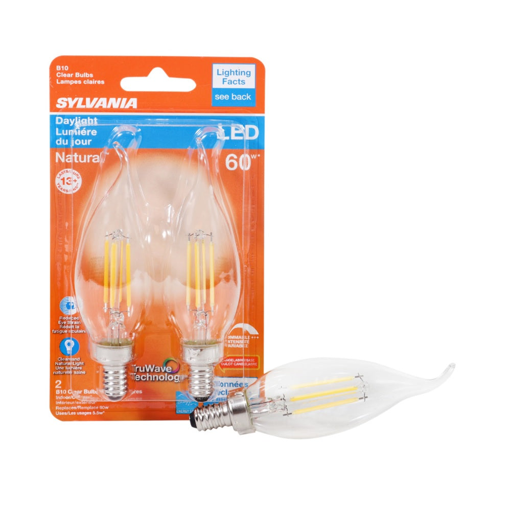 Sylvania 40759 Natural LED B10 Bulb, 5.5W, Clear