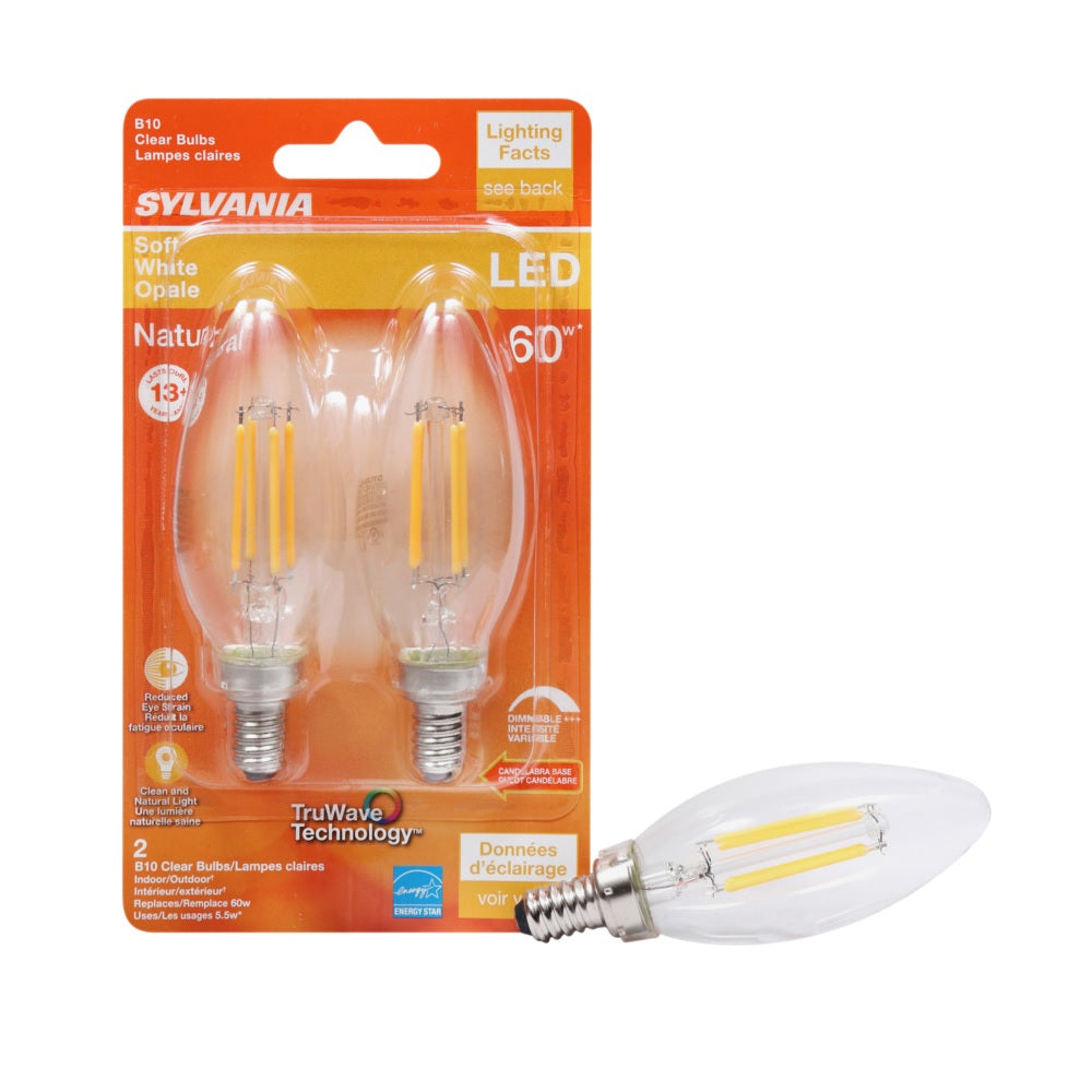 Sylvania 40796 LED B10 Bulb, Soft White, Clear