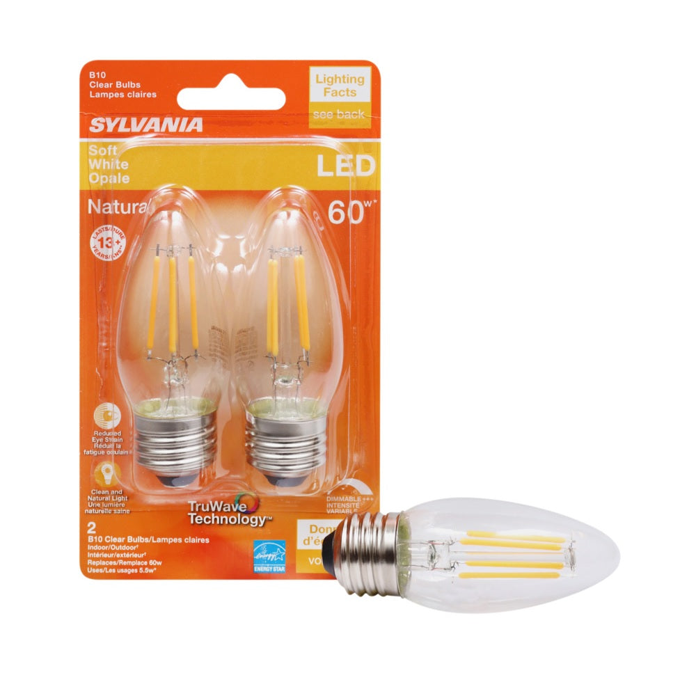 Sylvania 40795 LED B10 Bulb, Clear, 500 Lumens