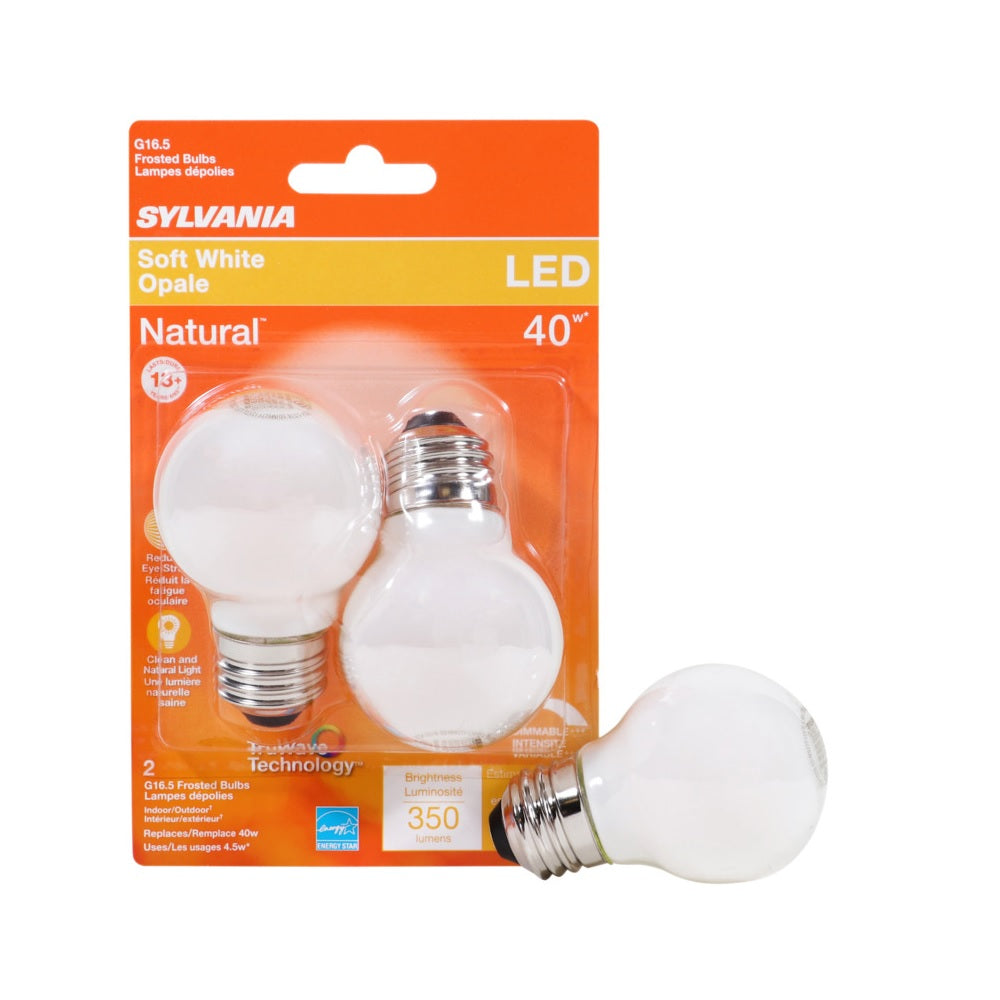 Sylvania 40799 G16.5 LED Bulb, Frosted, 350 Lumens