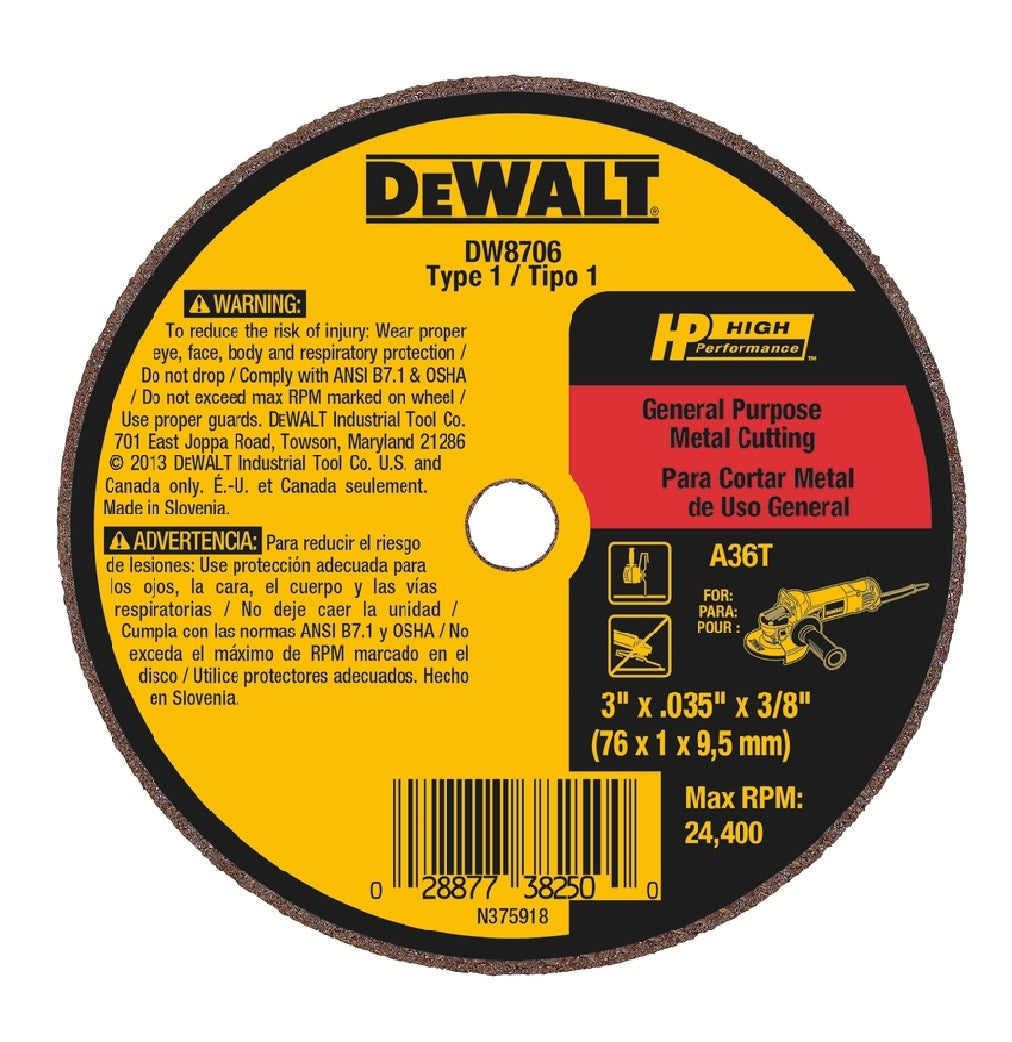 DeWalt DW8706 Cut-Off Wheel, Aluminum Oxide