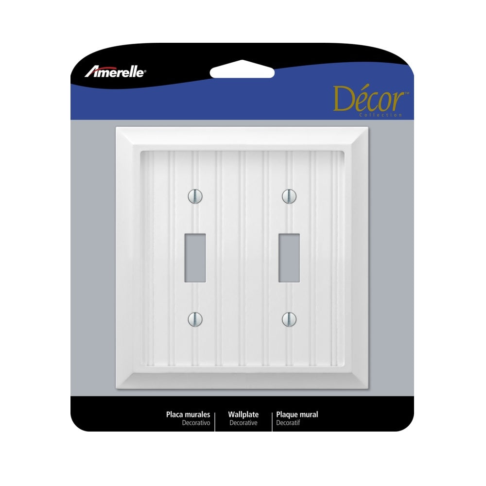 Amerelle 279TTW 2 gang Toggle Wall Plate, Wood, White