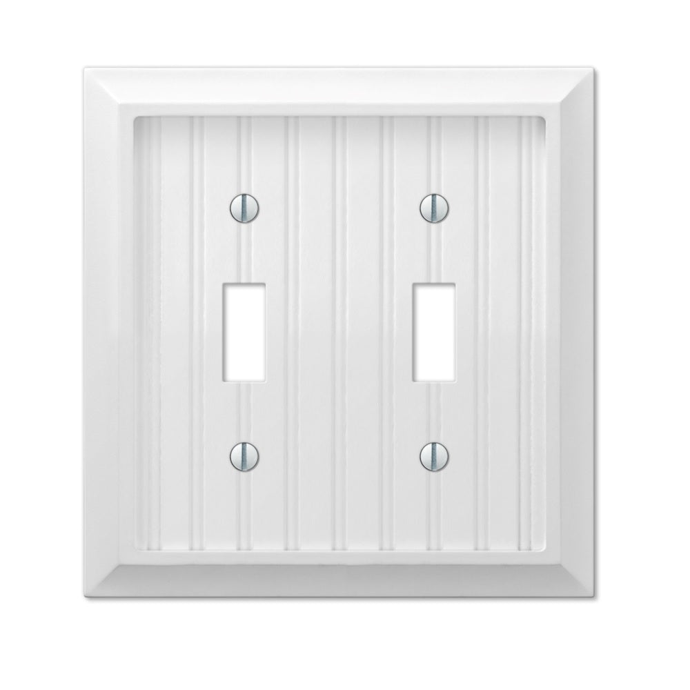 Amerelle 279TTW 2 gang Toggle Wall Plate, Wood, White
