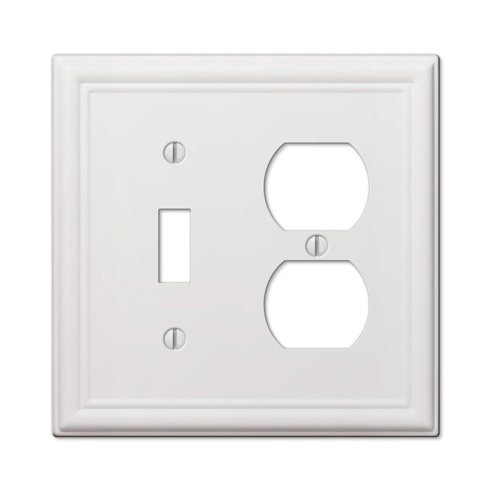 Amerelle 149TDW 2 gang Duplex/Toggle Wall Plate, Stamped Steel, White