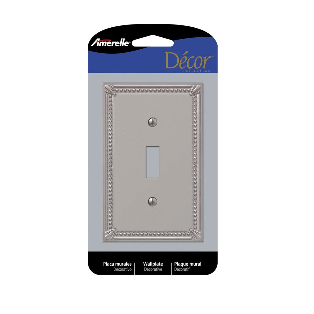 Amerelle 74TBN 1 gang Toggle Wall Plate, Metal, Gray