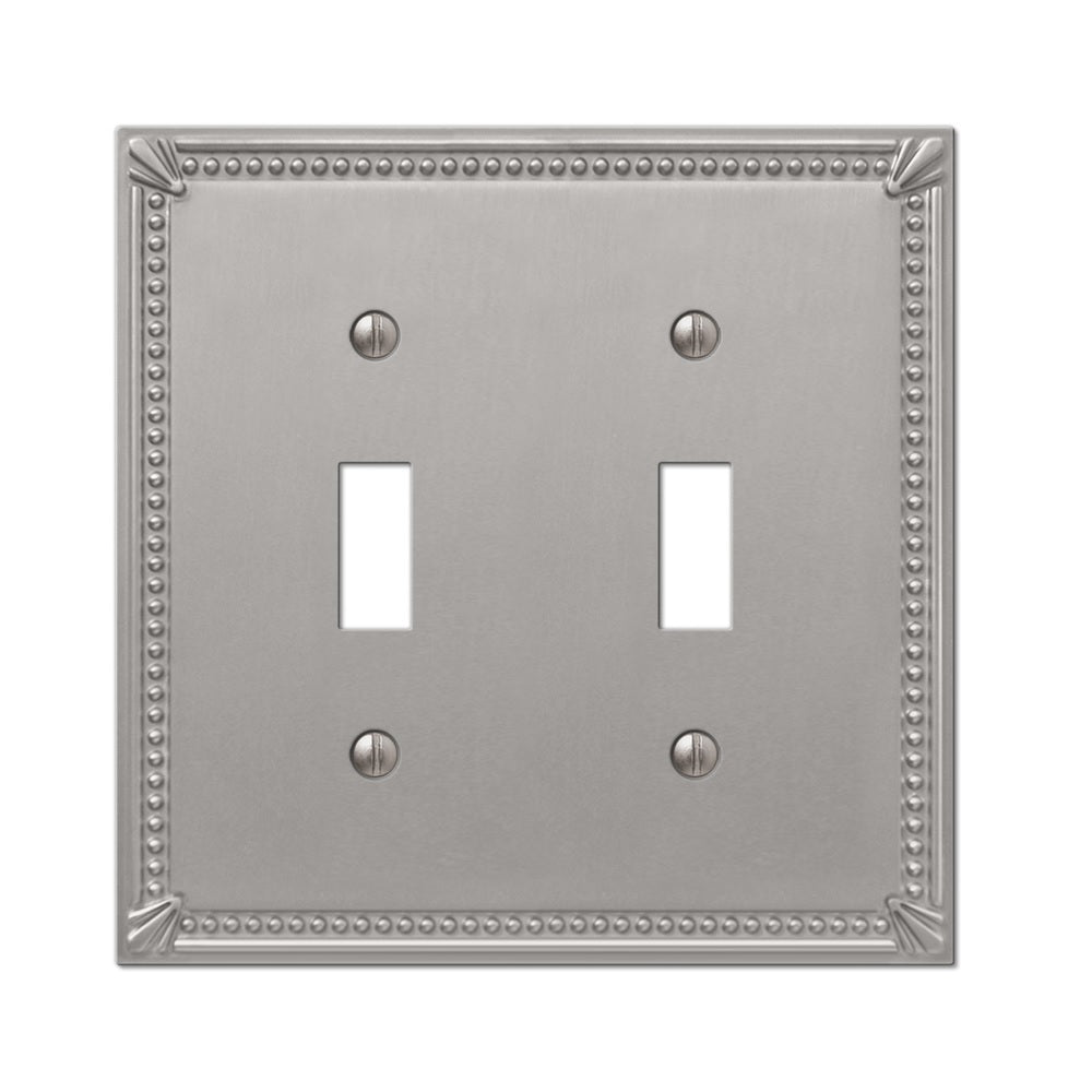 Amerelle 74TRBN 2 gang Rocker/Toggle Wall Plate, Metal, Gray